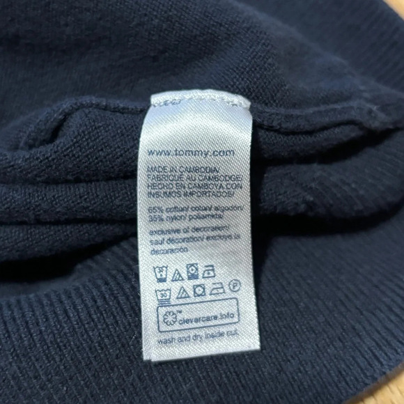 Tommy Hilfiger Premium Cotton Classic Blue Crewneck Long Sleeve Sweater - Picture 4 of 7